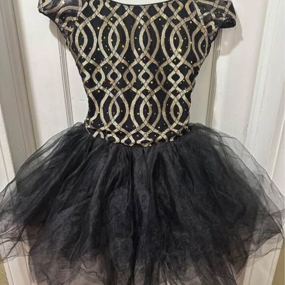 Revolution Dancewear Women’s Black and Gold Ballet Dance Leotard - Picture 1 of 8